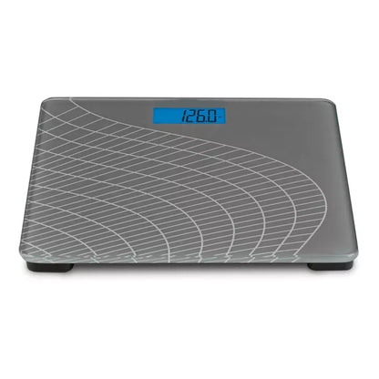 Voice-Announcing Digital Bathroom Scale with Patterned Glass Platform and Tap-to-Activate Sensor