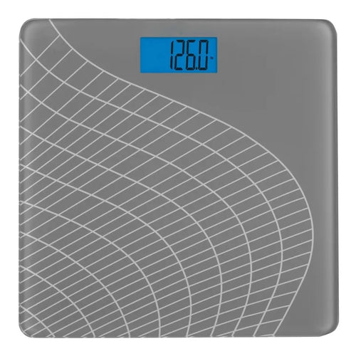 Voice-Announcing Digital Bathroom Scale with Patterned Glass Platform and Tap-to-Activate Sensor