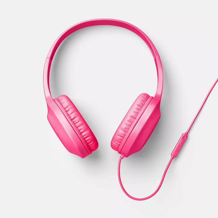 Lightweight Wired Over-Ear Headphones with Plush Cushions and Inline Microphone