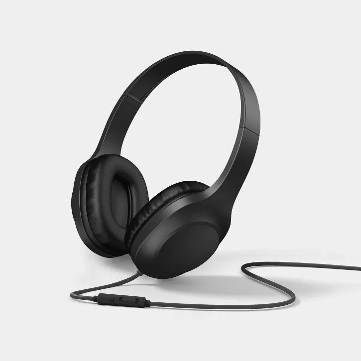 Lightweight Wired Over-Ear Headphones with Plush Cushions and Inline Microphone