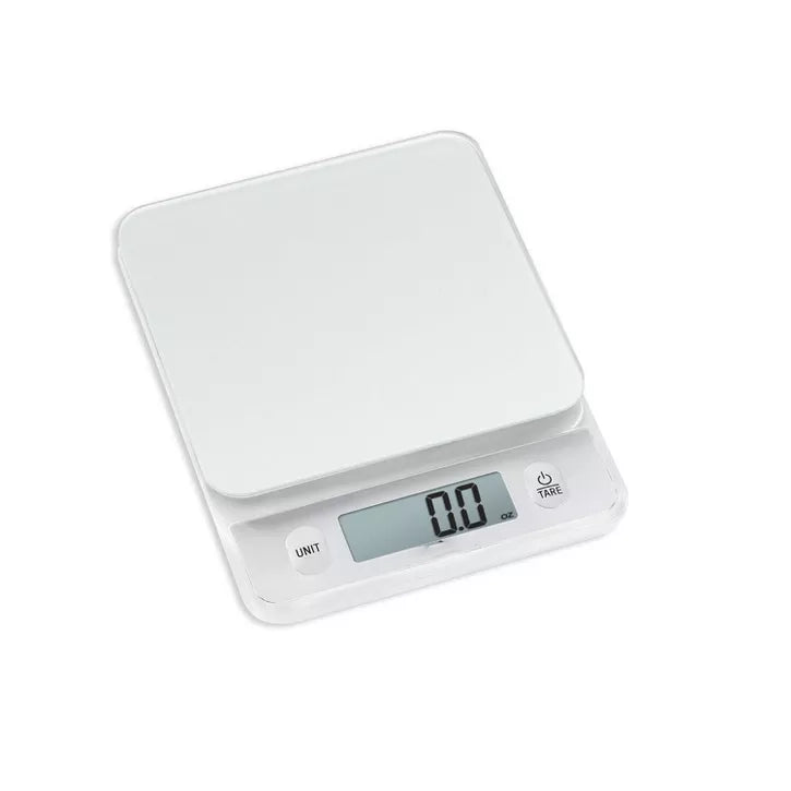 Minimalist Digital Kitchen Scale with Tempered Glass Platform and Dual-Button Control