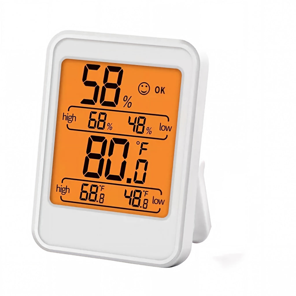 Digital Indoor Temperature and Humidity Monitor with Backlit Display and Magnetic Mount