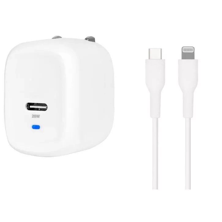 20W GaN USB-C Wall Charger with Detachable Sync Cable and LED Indicator