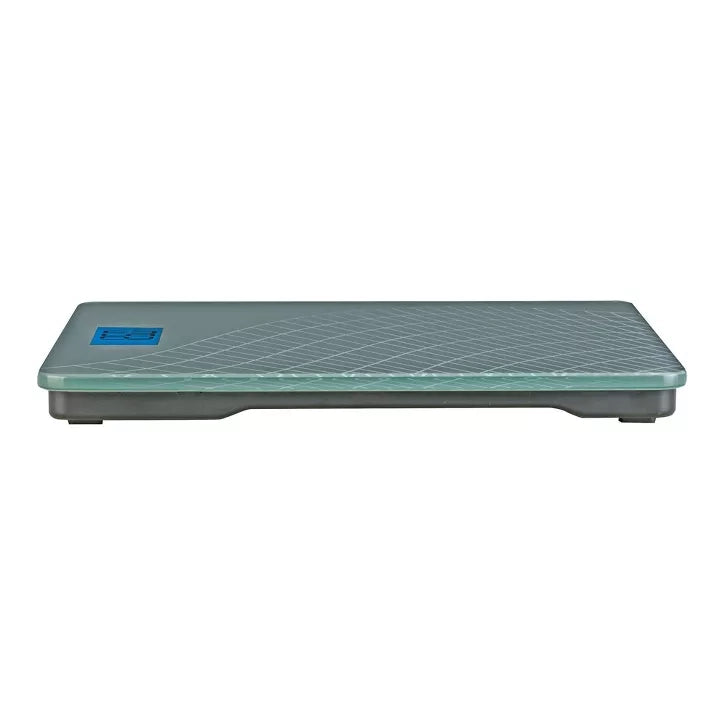 Voice-Announcing Digital Bathroom Scale with Patterned Glass Platform and Tap-to-Activate Sensor