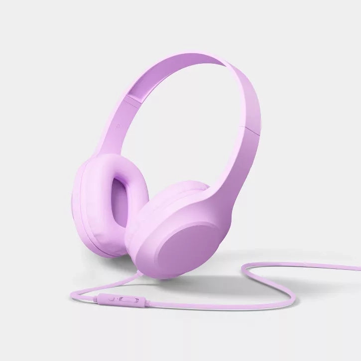 Lightweight Wired Over-Ear Headphones with Plush Cushions and Inline Microphone