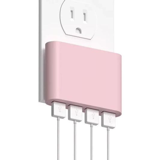 Ultra-Slim 4-Port USB Wall Charger with Dedicated Fast-Charge Port and Foldable Prongs