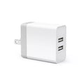 Compact Dual-Port USB Wall Charger with Foldable Prongs and Universal Voltage